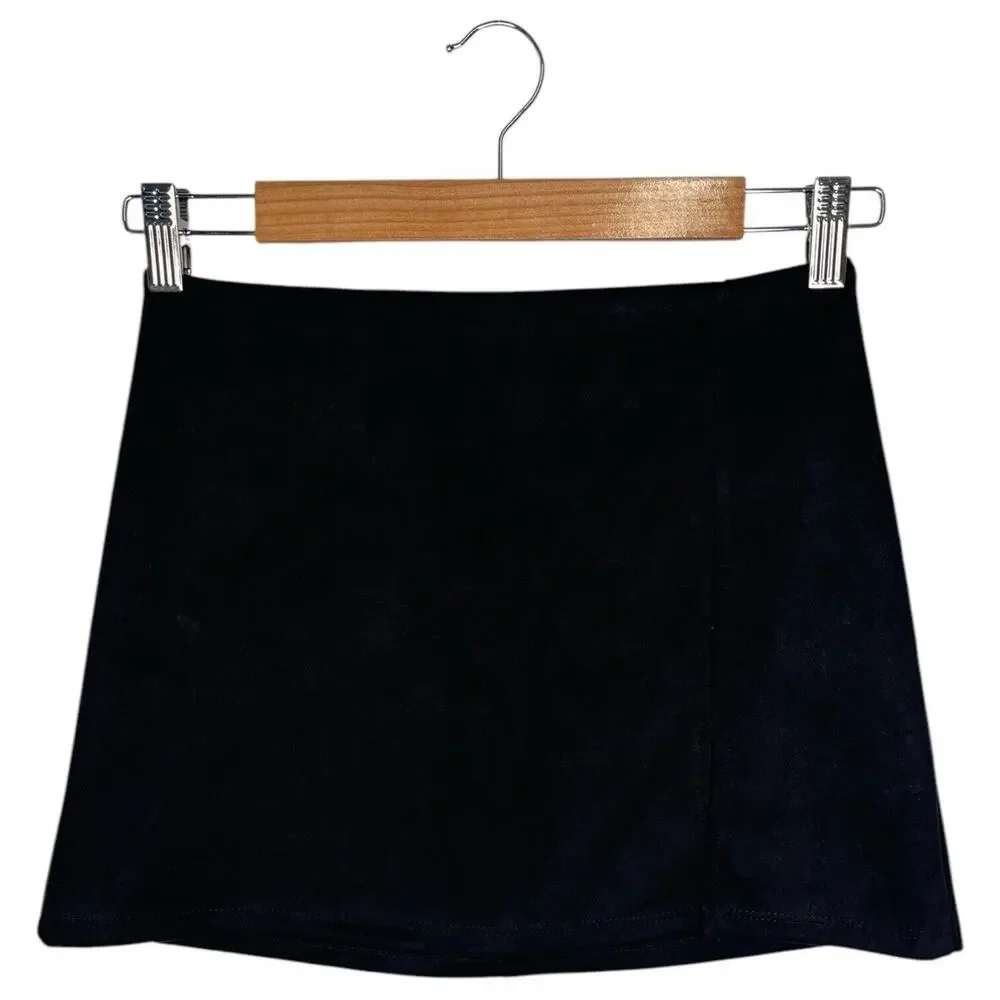 Altard State Mini Skirt Womens S Rory Suede Notch Slit Fitted Flirty Black - Picture 2 of 15